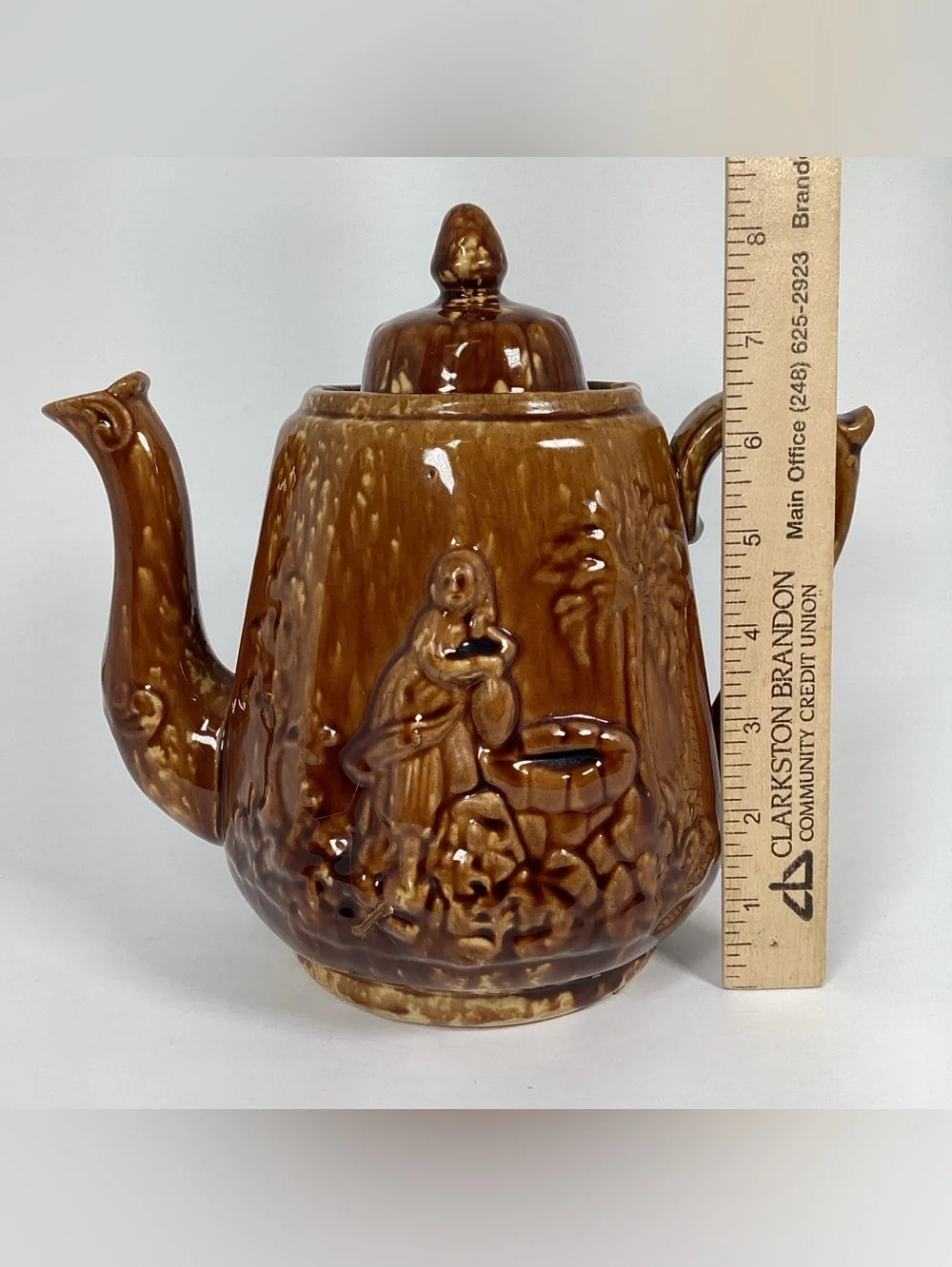 Antique Bennington Rockingham Rebekah At The Well Teapot PROFESSIONALLY REPAIR